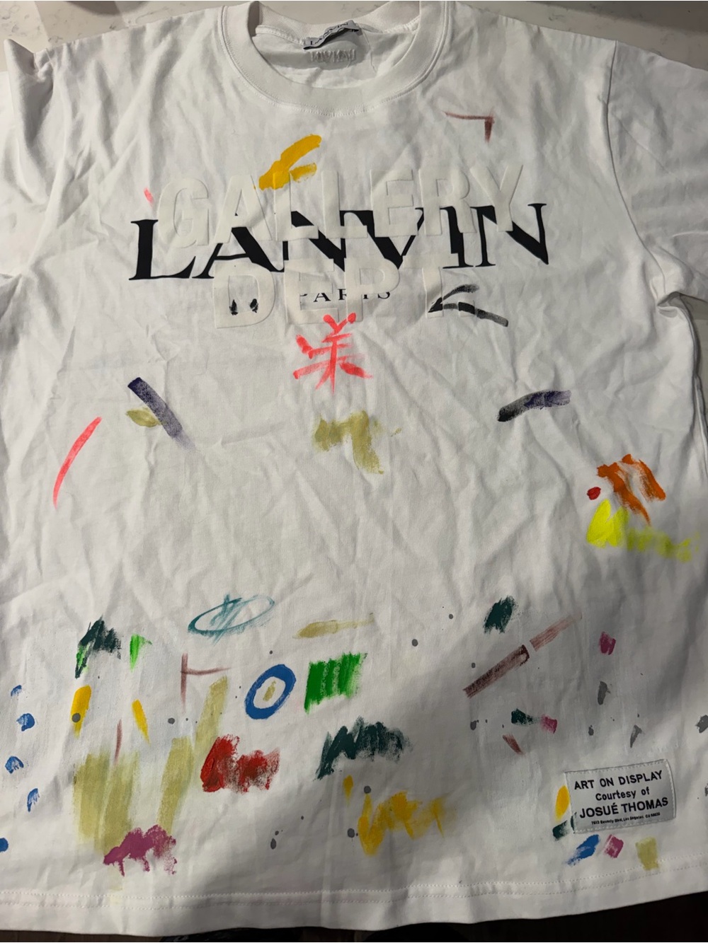 Lanvin C Gallery Dept  White Graphic Paint-Splash T-Shirt